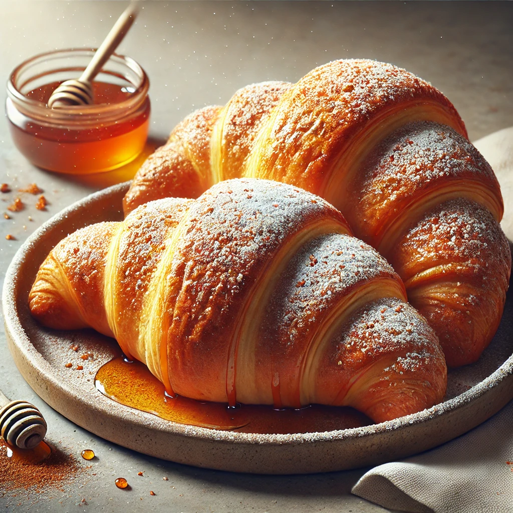 Frissen sült mézeskalács fűszerezésű croissant, tökéletes téli reggelire