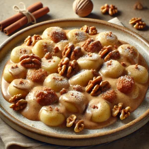 Édes gnocchi recept mézeskalácsos tejszínes mártással és dióval