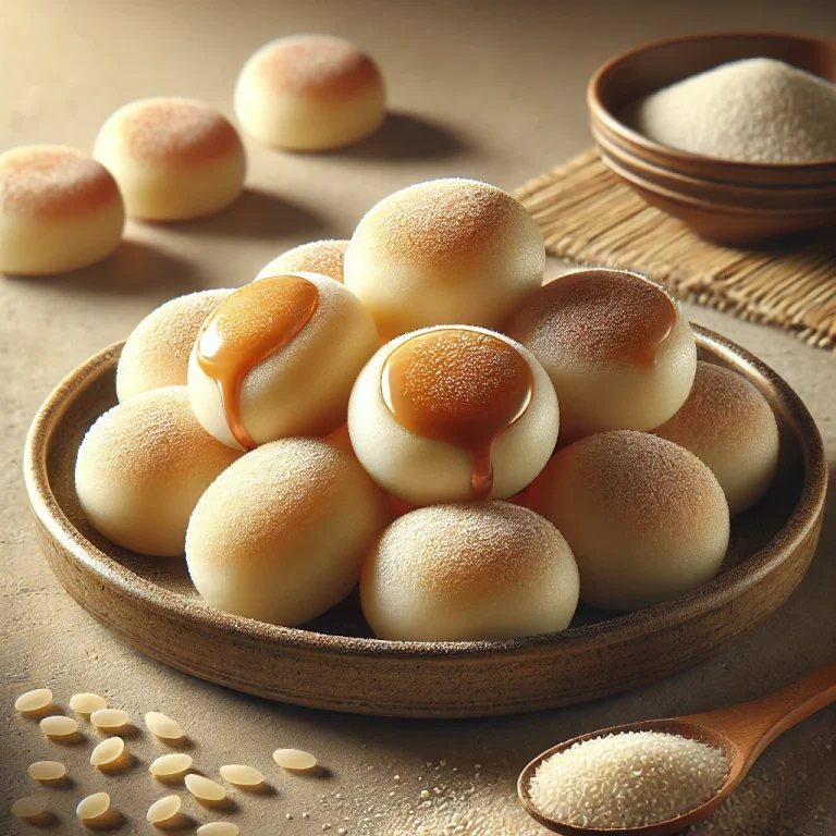 Mochi Doughnut tálalva porcukorral