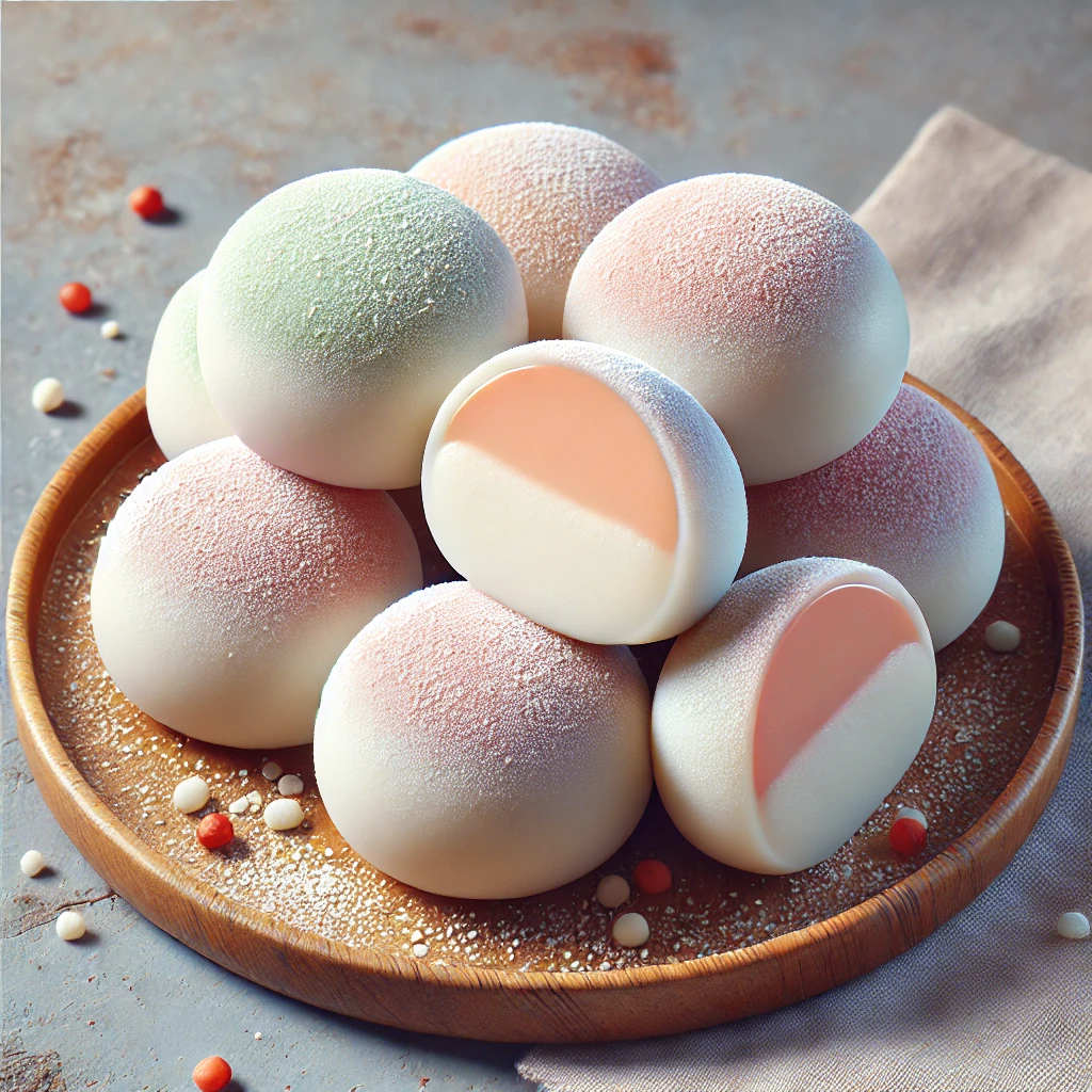 Puha rizstésztába csomagolt japán mochi fagylalt