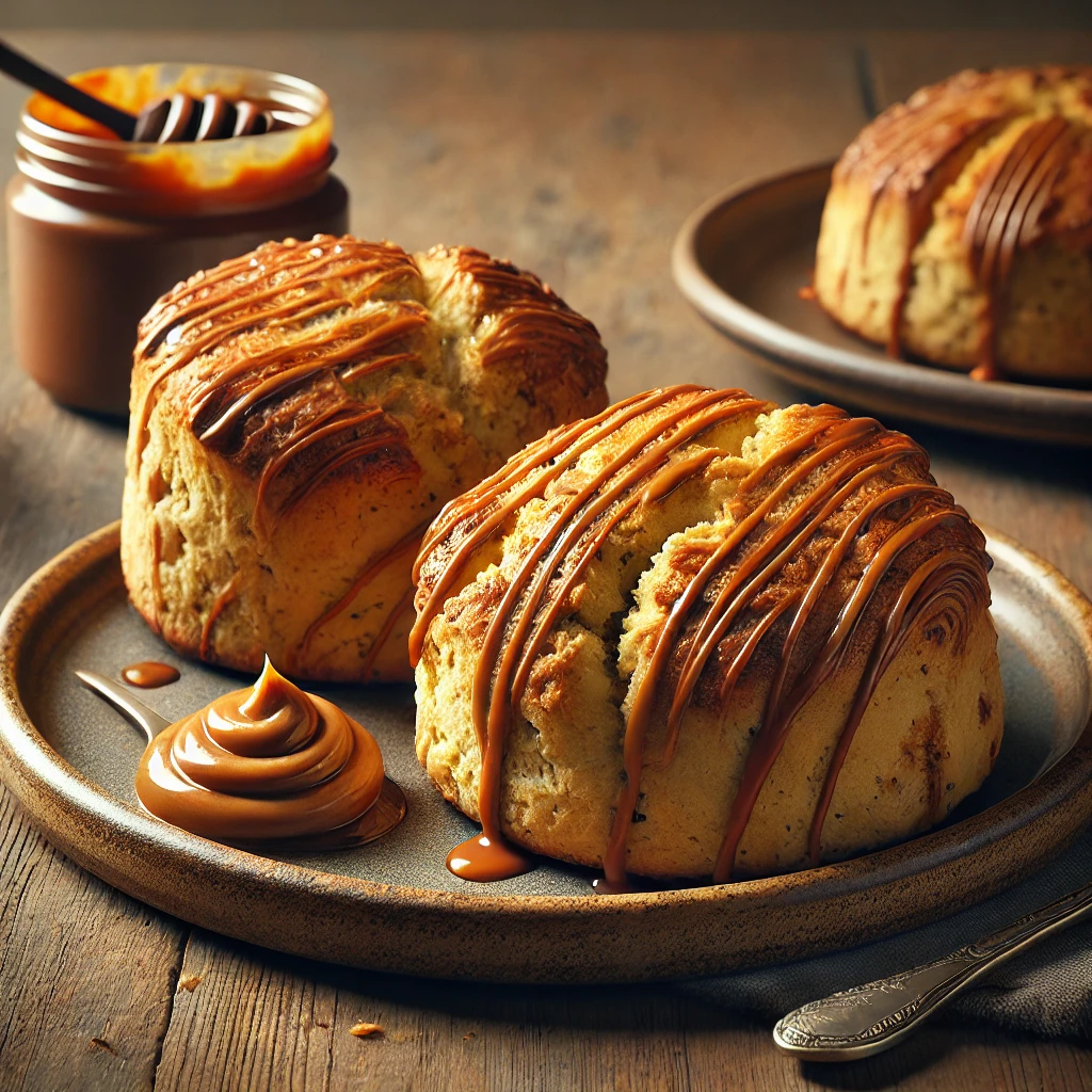 Ízletes scone mogyorókrémmel és banánnal