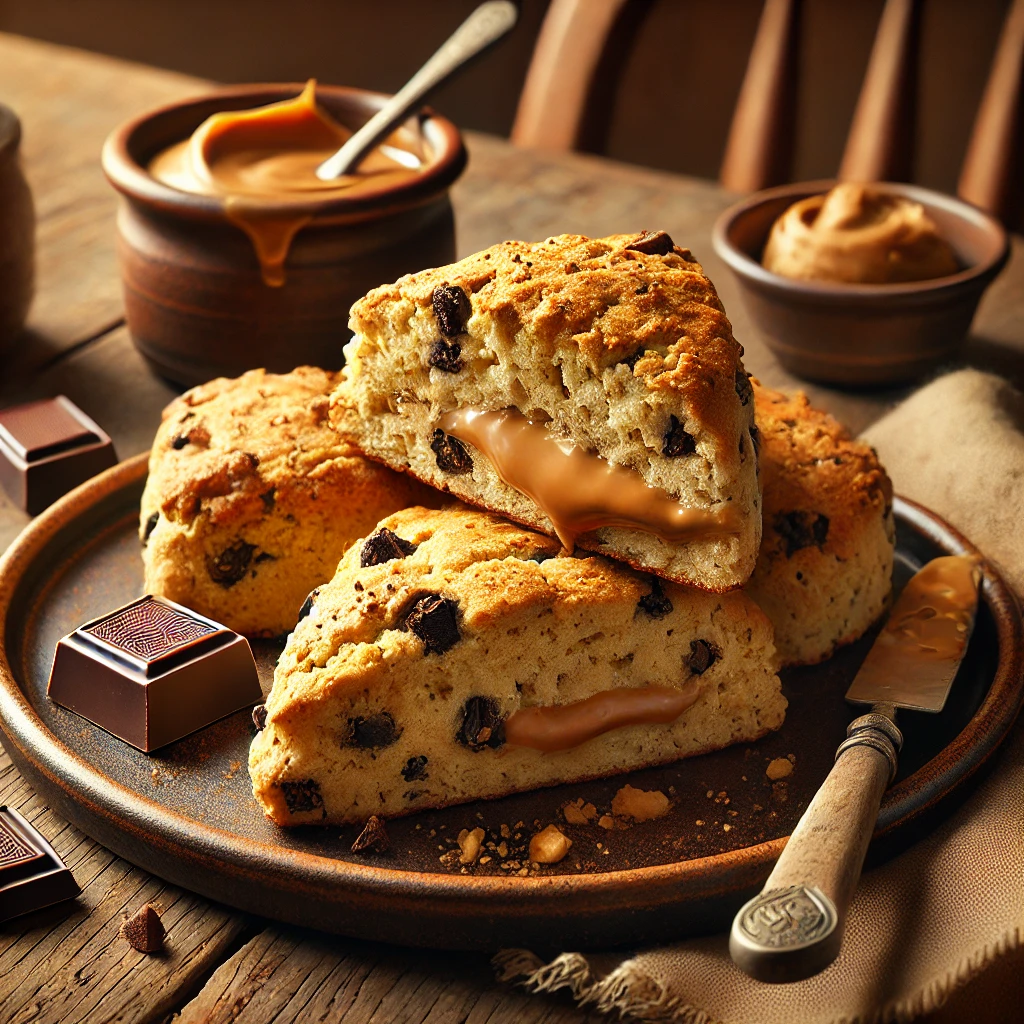Ízletes scone mogyoróvajjal és csokoládéval