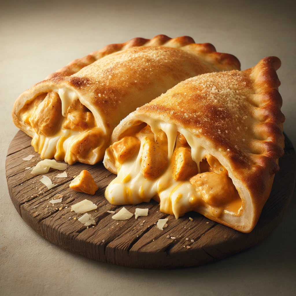 Ropogós calzone tejszínes-mustáros csirkével és sajttal töltve
