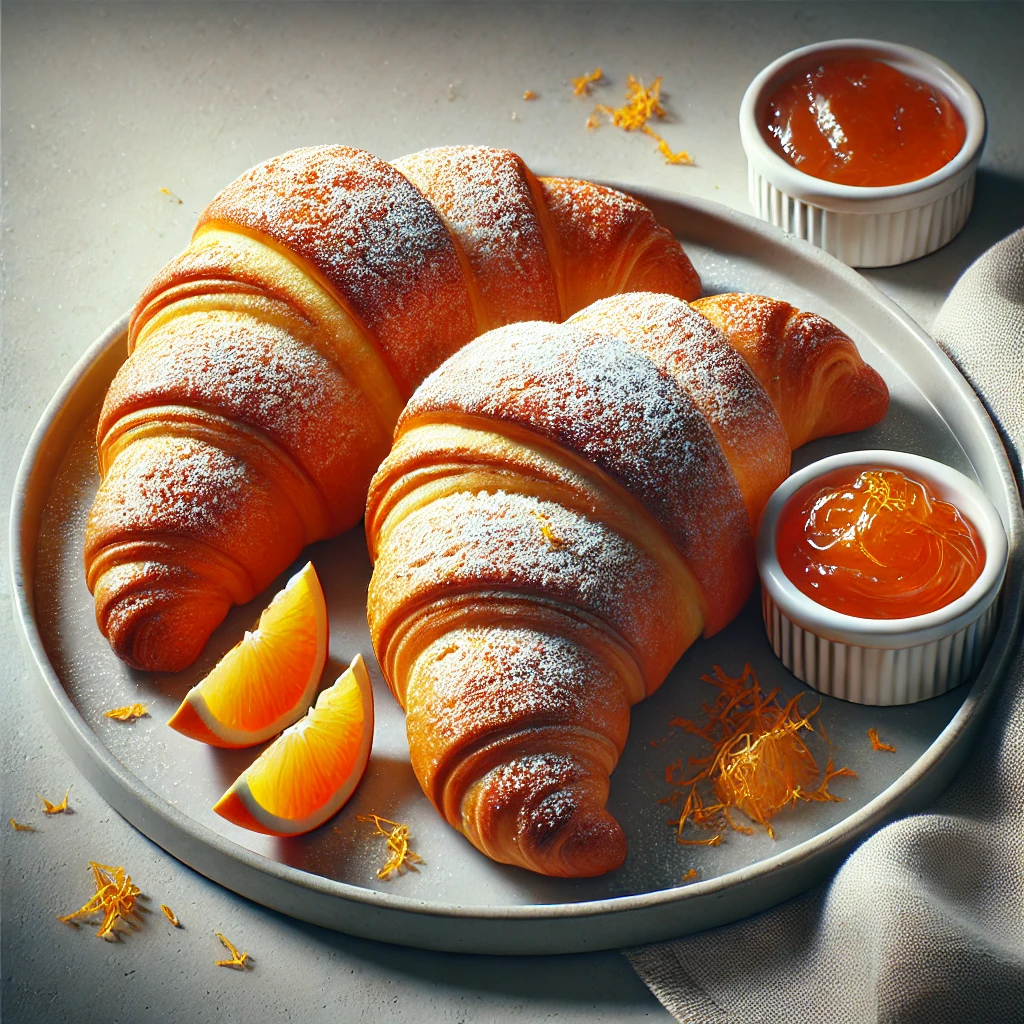 Frissen sült házi narancsos croissant, tökéletes reggelire
