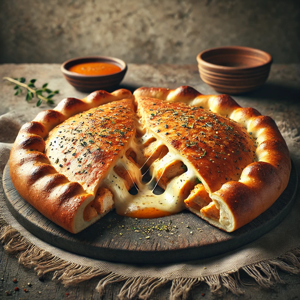 Ízletes, töltött pizzatészta narancsos csirkével