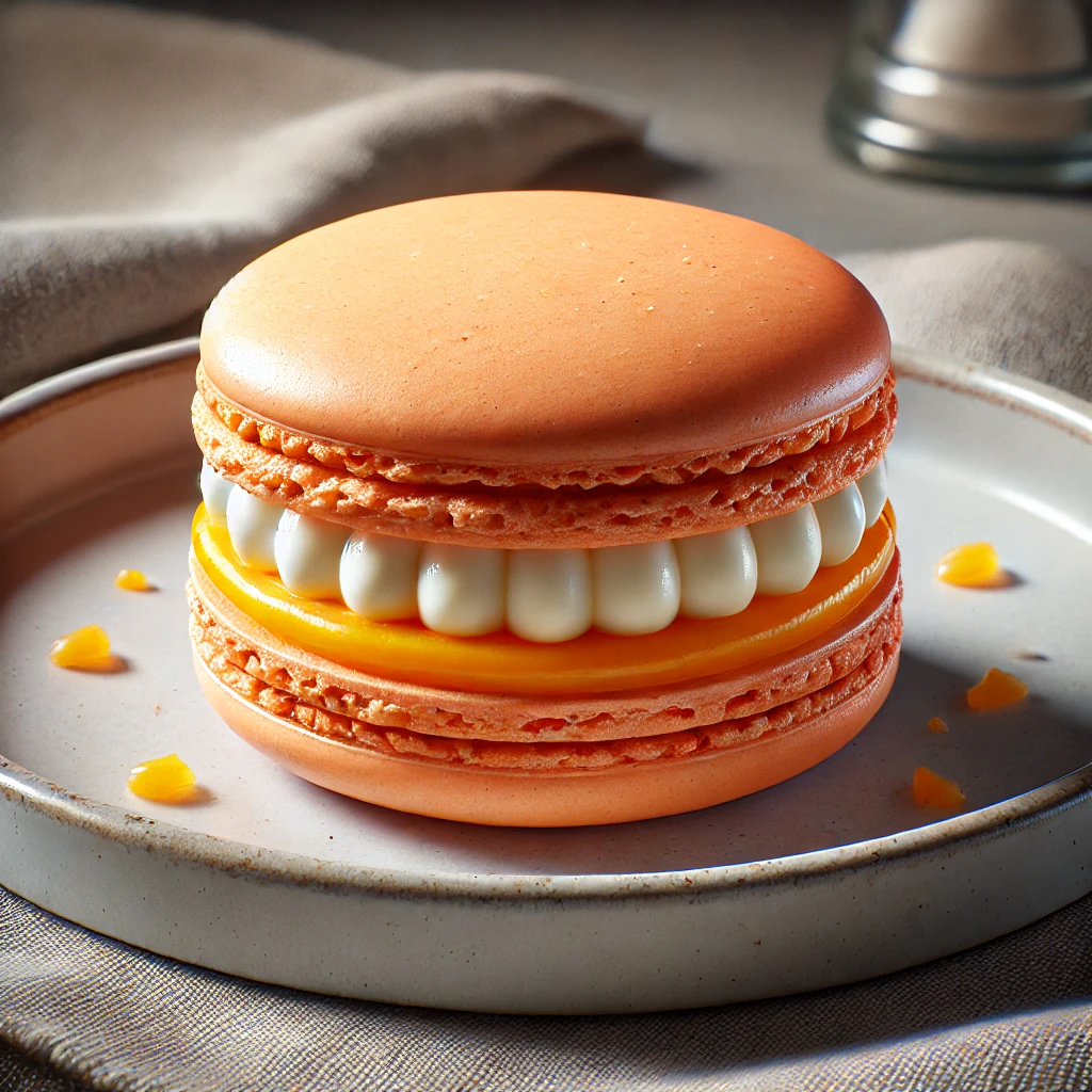 Finom, narancsos macaron fehér csokoládé ganache-sal