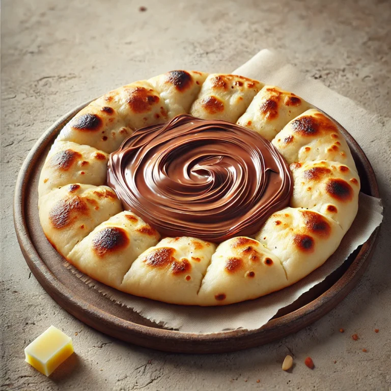 Nutellás naan kenyér tálalva