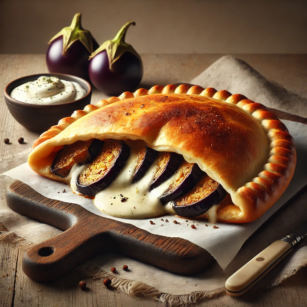 Házi calzone padlizsánkrémes töltelékkel