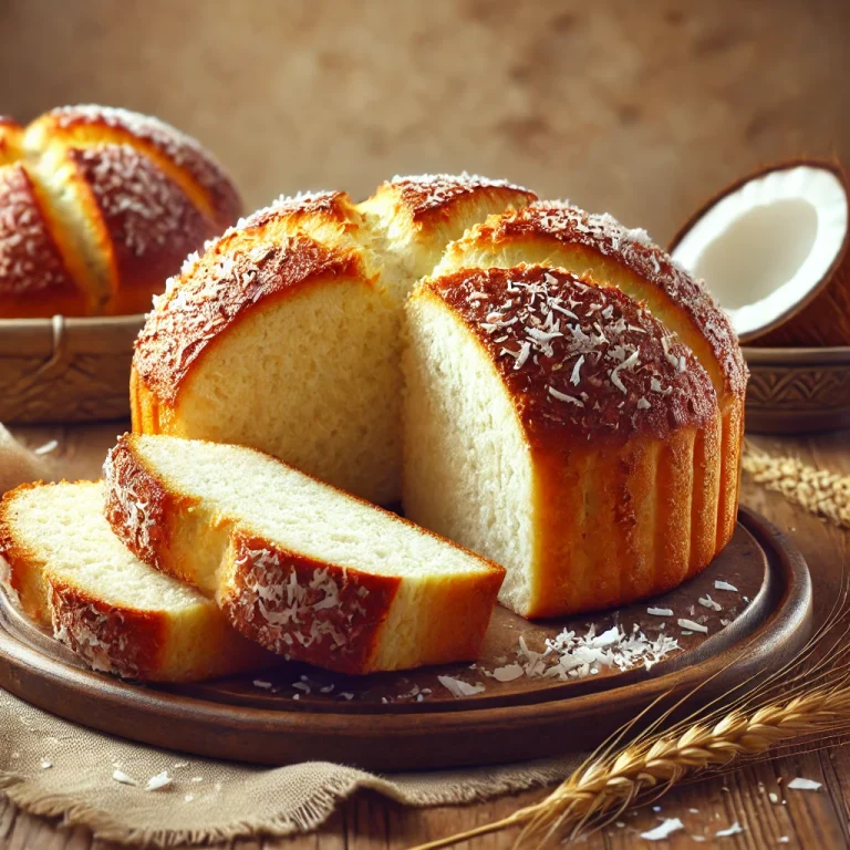 Pan de coco hondurasi kókuszos kenyér frissen sütve