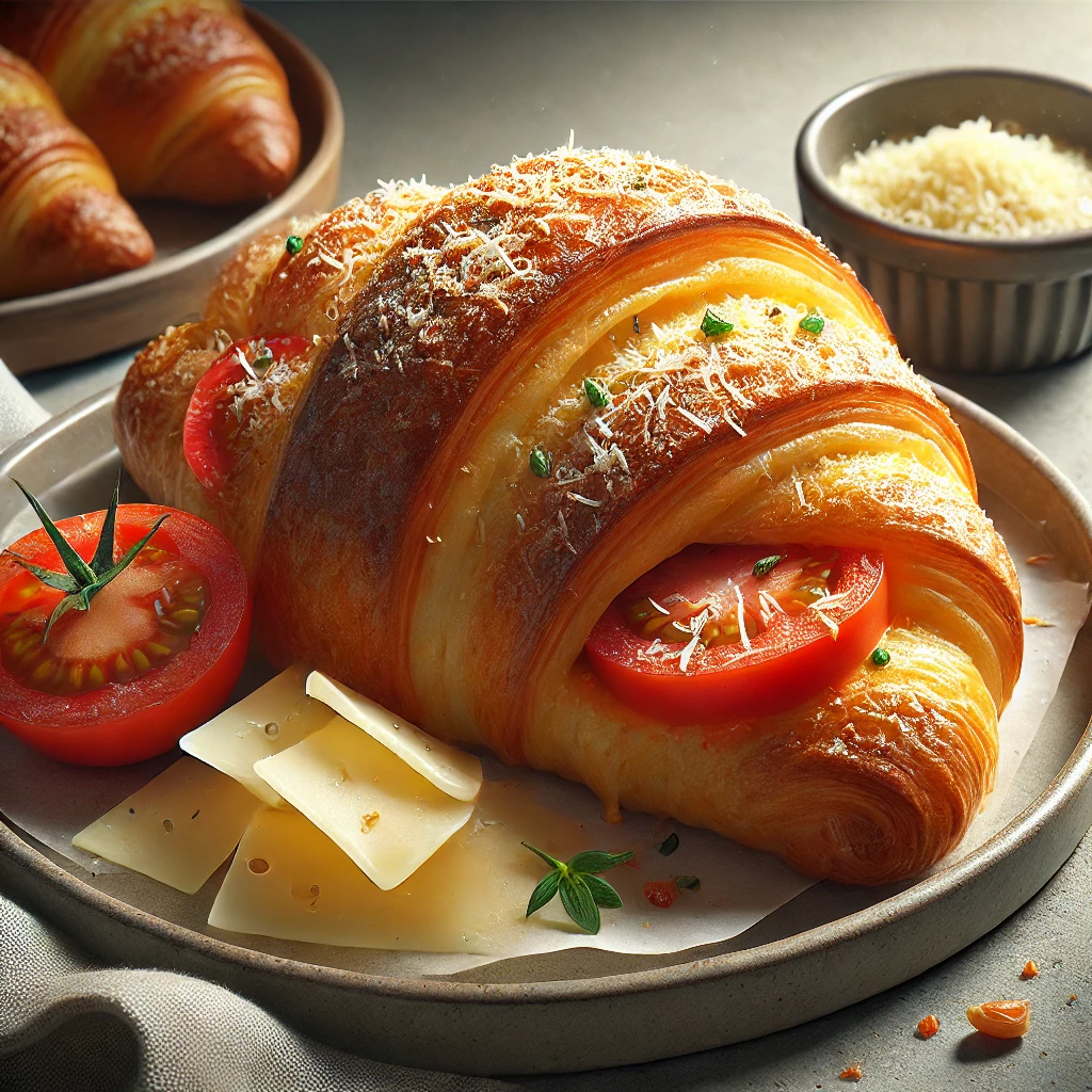 Frissen sült házi paradicsomos croissant, tökéletes reggelire