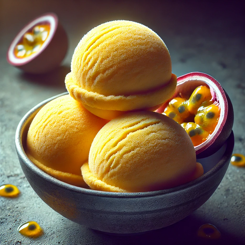 Friss és egzotikus passiógyümölcs sorbet házilag
