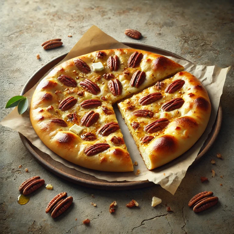 Pekándiós naan kenyér tálalva