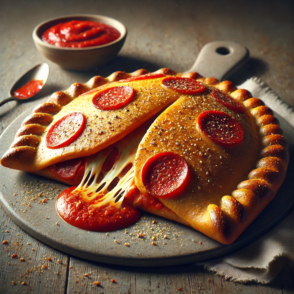 Olasz töltött pizza ropogós tésztával és fűszeres pepperonis töltelékkel