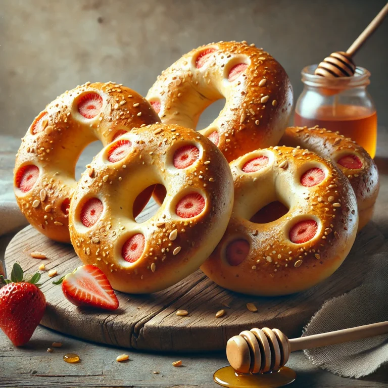 Frissen sült pezsgős-epres-mézes bagel