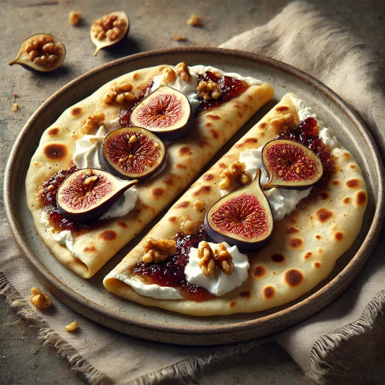 Piadina diós-fügelekváros mascarponéval tálalva