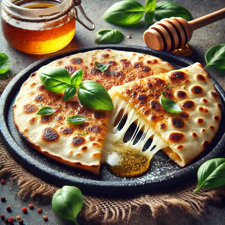 Piadina mézes-grillezett sajttal tálalva