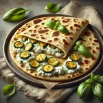 Piadina töltött cukkinis ricottakrémmel tálalva