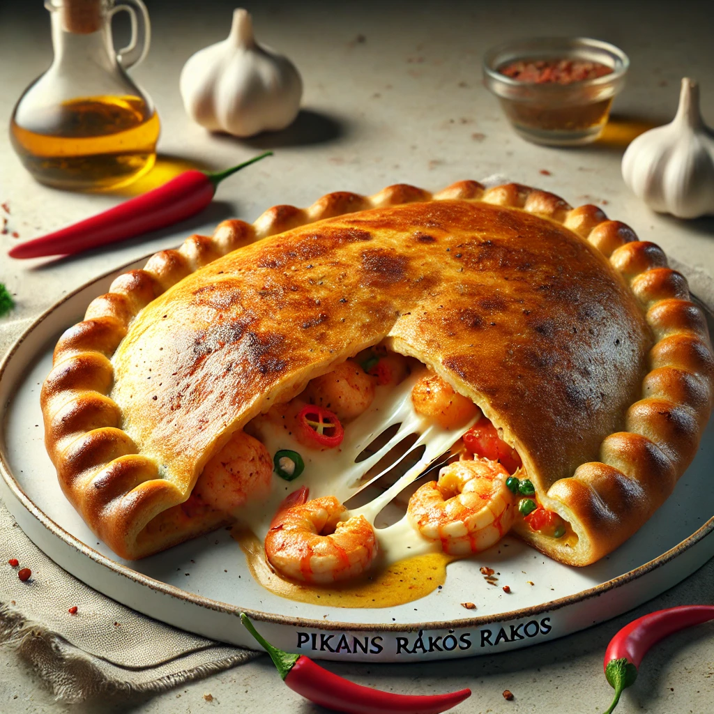 Fűszeres és ízletes calzone garnélarákkal és chilivel