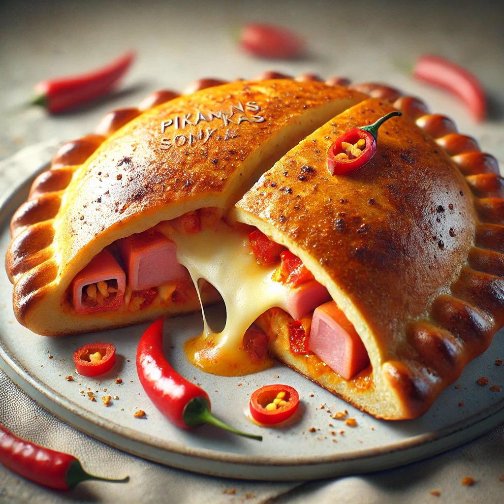 Fűszeres és ízletes calzone sonkával és chilivel