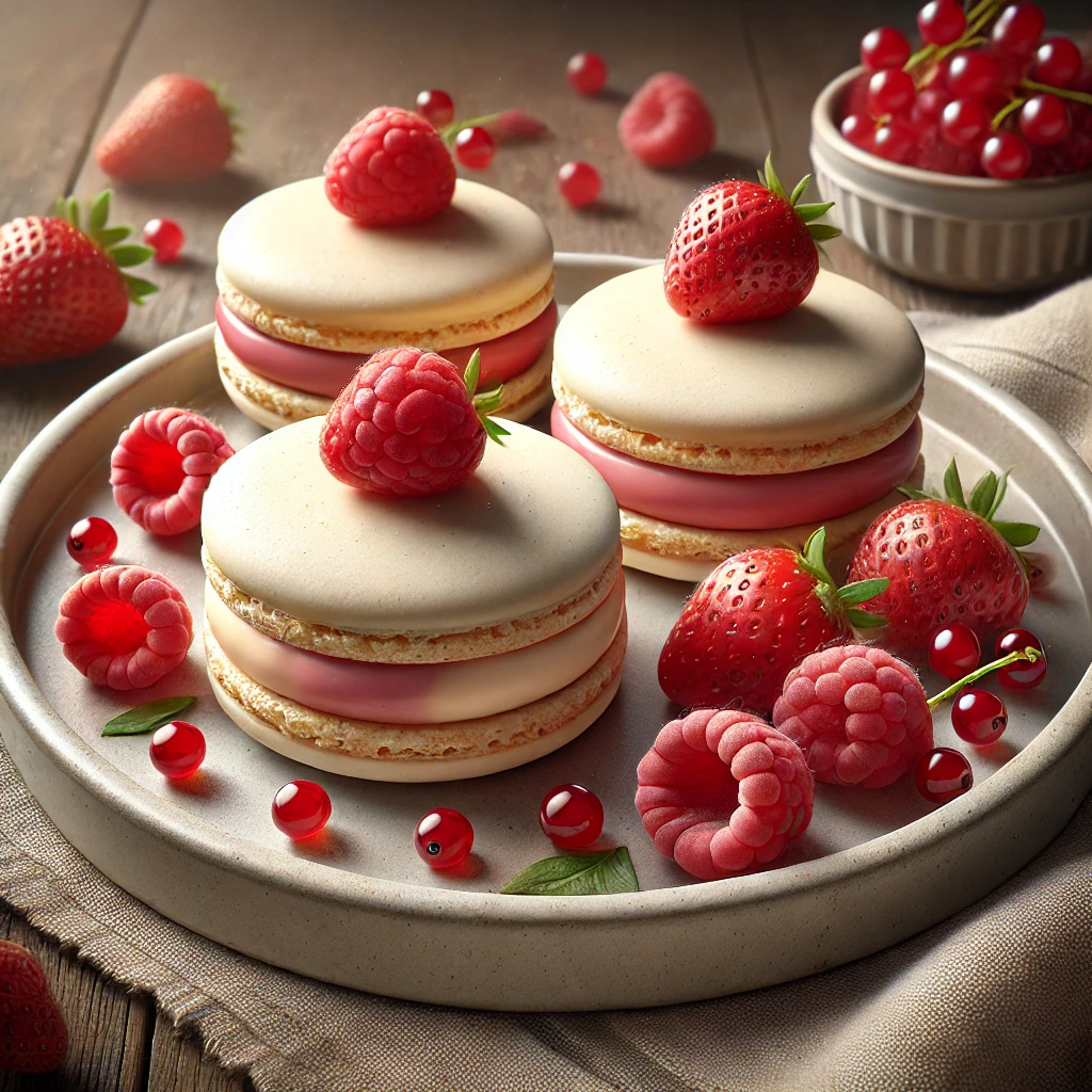 Gyümölcsös-marcipános macaron egzotikus ízekkel