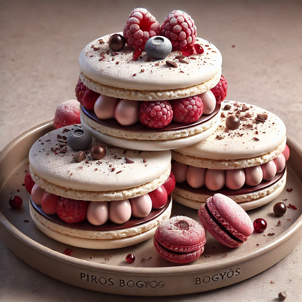 Finom piros bogyós macaron