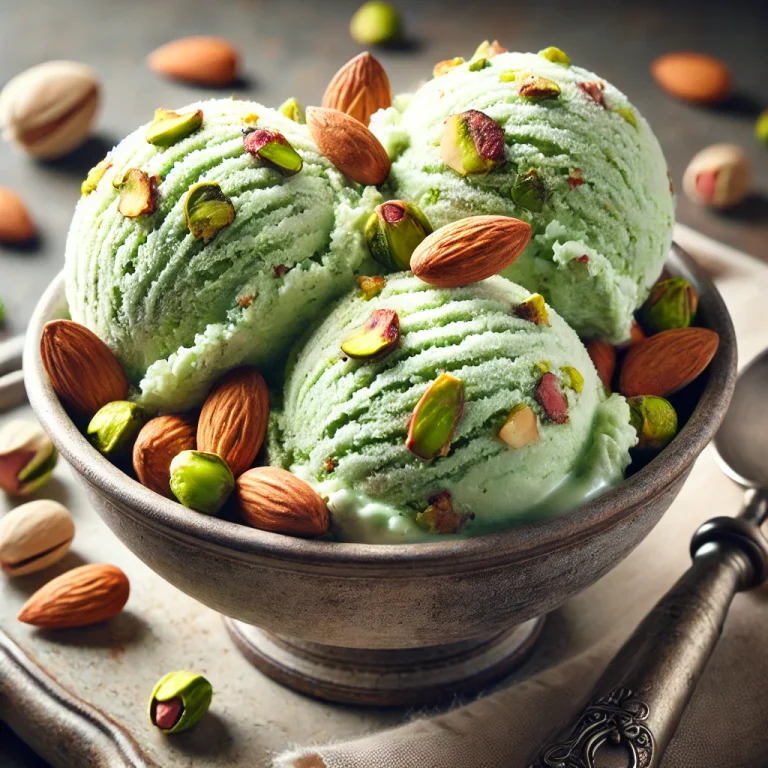 Pistachio Almond Ice Cream tálalva