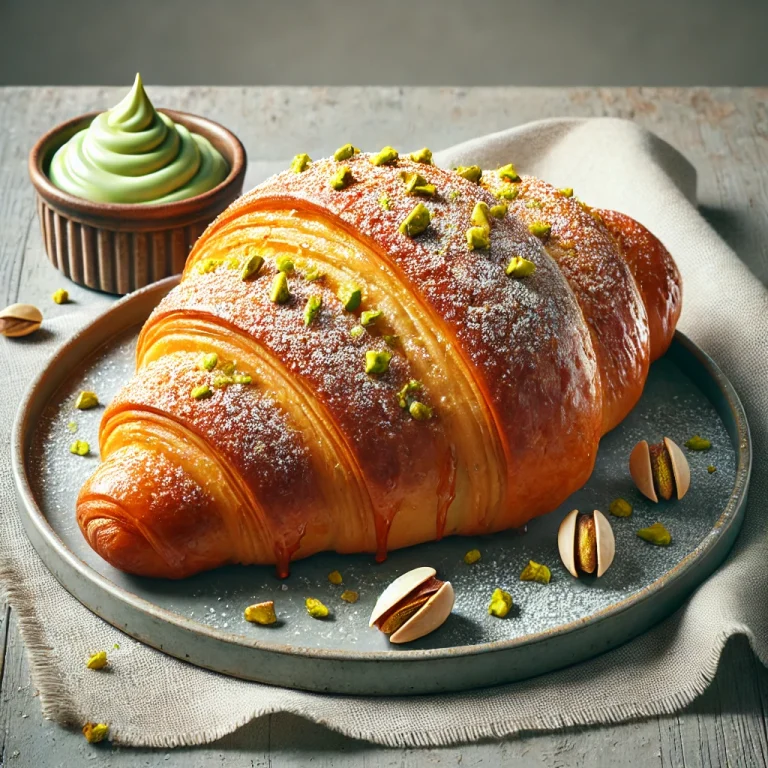 Pisztáciás croissant tálalva