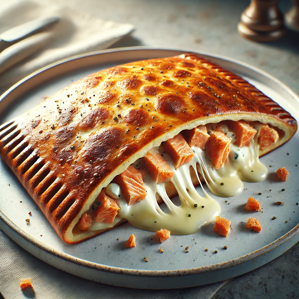 Füstölt pisztrángos és krémes sajtos töltött pizza