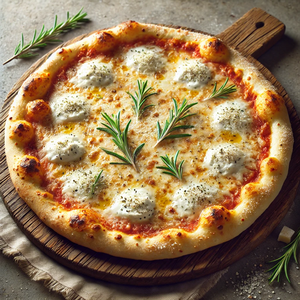 Olasz fehér pizza parmezánnal, mozzarellával és ricottával