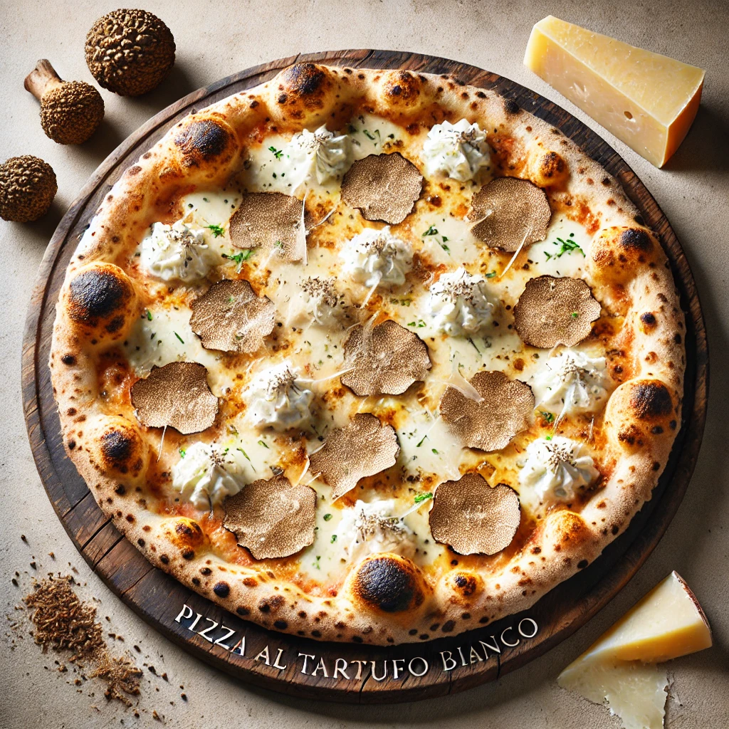 Olasz fehér szarvasgombás pizza ricottával és parmezánnal