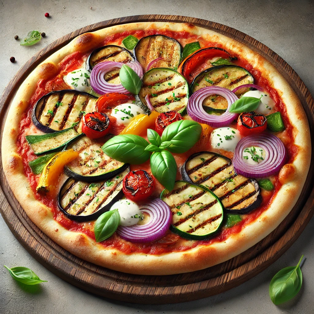 Grillezett zöldséges olasz pizza mozzarellával és parmezánnal