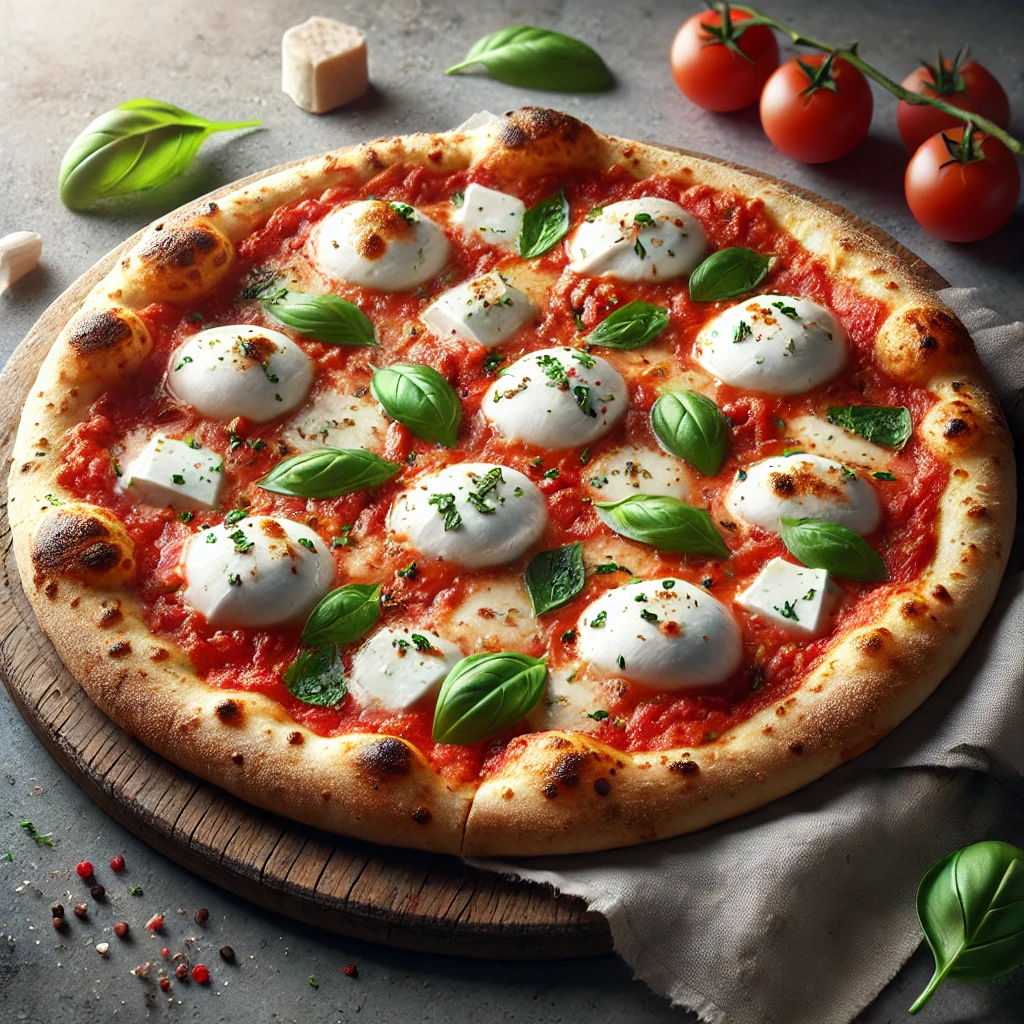 Olasz pizza bivaly mozzarellával és paradicsomszósszal