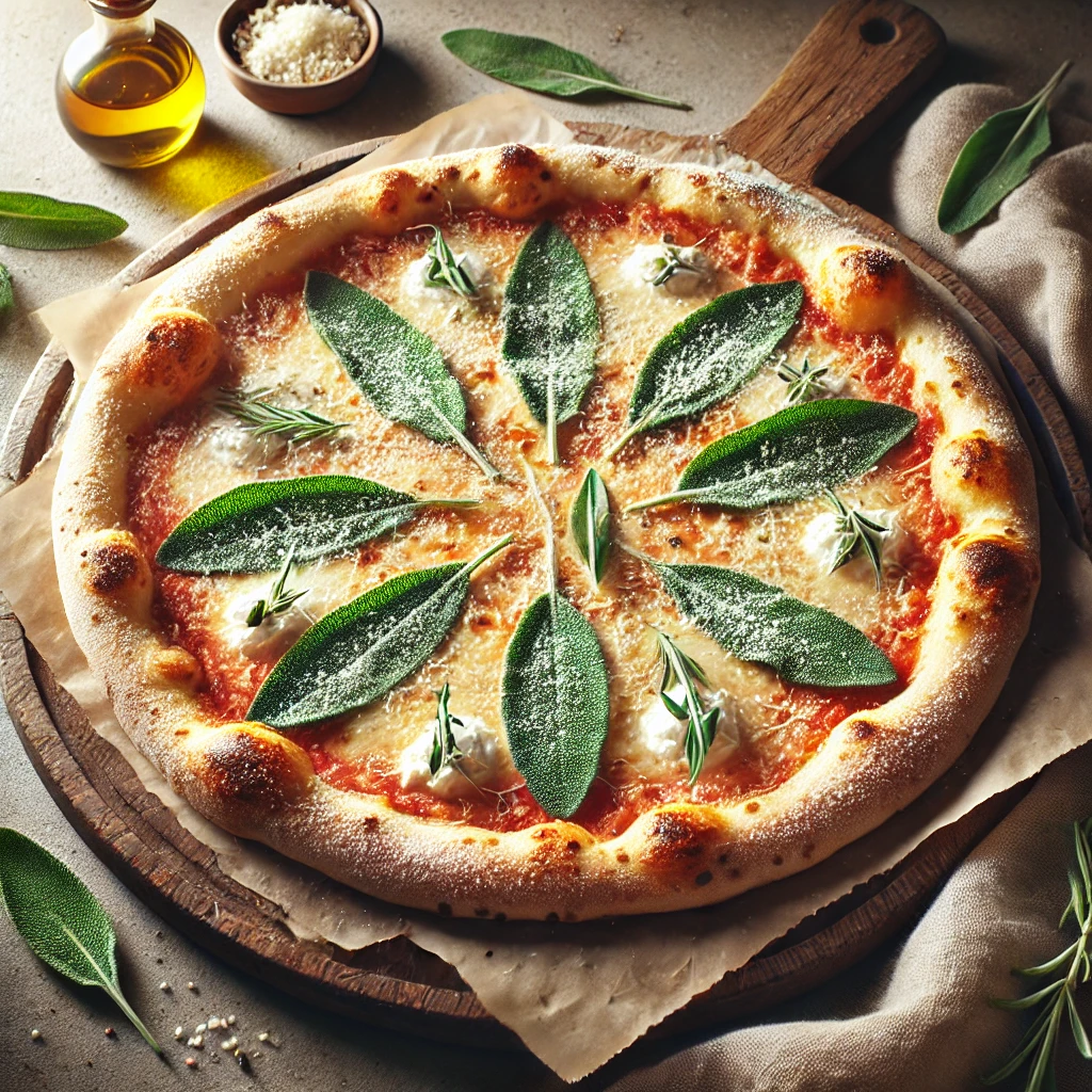 Olasz zsályás pizza ricottával és parmezánnal