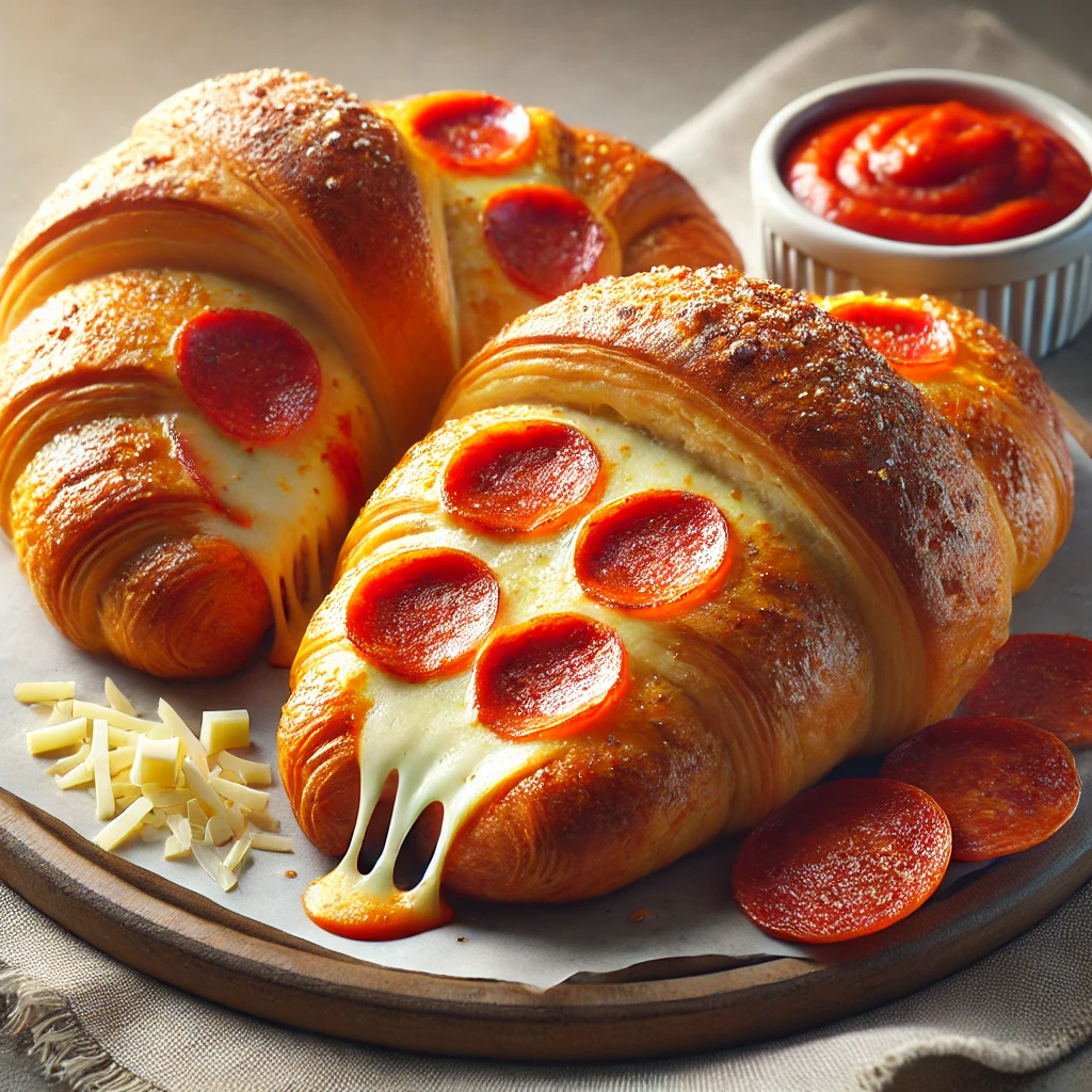 Frissen sült házi pizzás croissant, tökéletes reggelire
