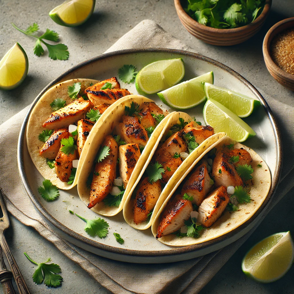 Mexikói grillezett csirkehúsos taco korianderrel és lime-mal