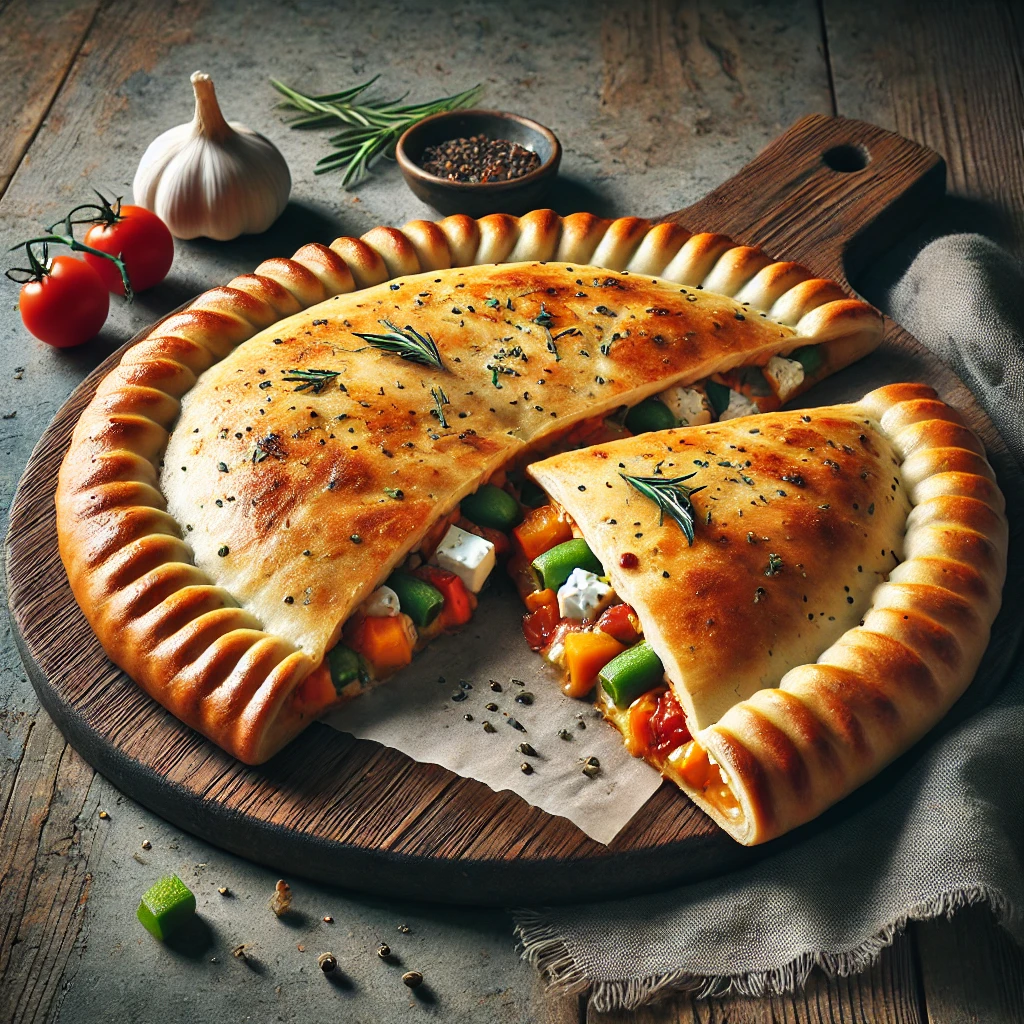 Mediterrán zöldségekkel és provence-i fűszerekkel készült calzone