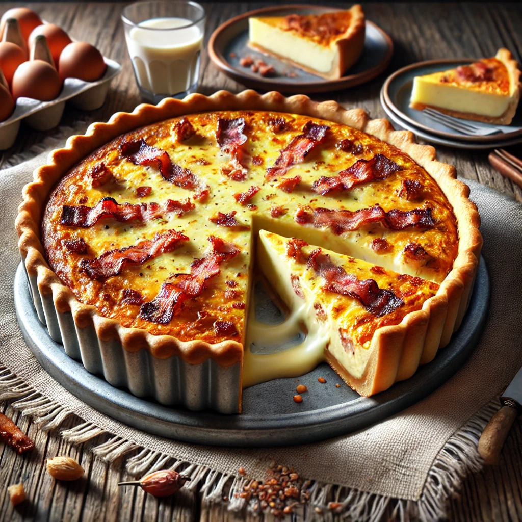 Francia klasszikus quiche lorraine szalonnával és sajttal