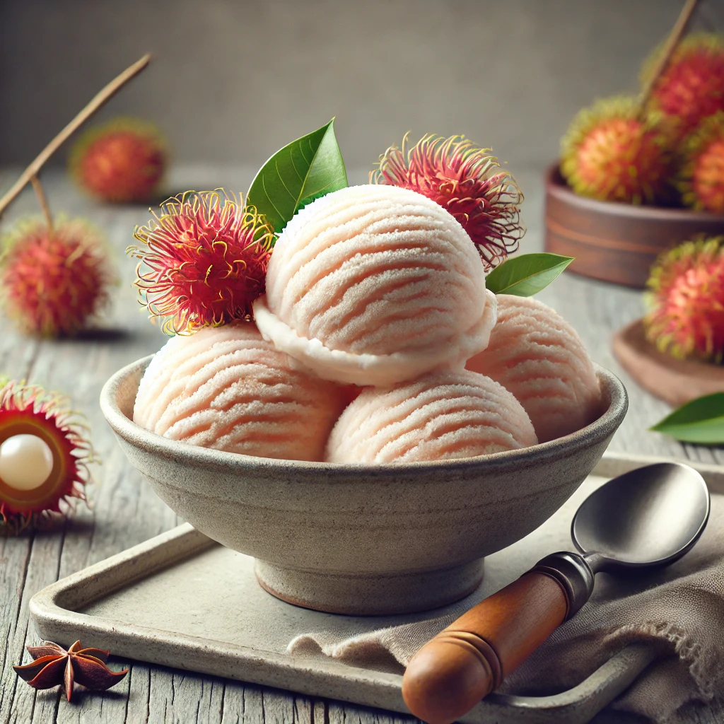 Krémes és egzotikus rambután fagylalt, tökéletes nyári desszert