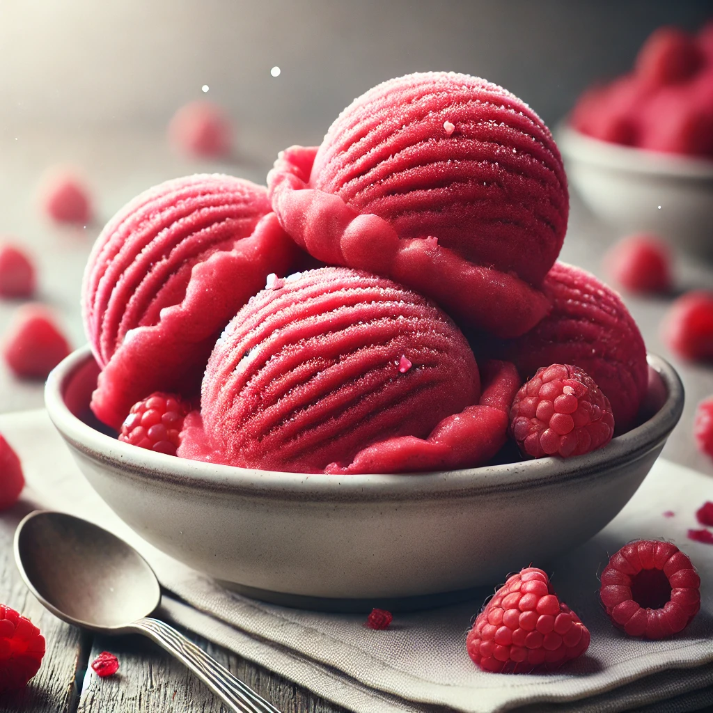 Friss és gyümölcsös málna sorbet házilag