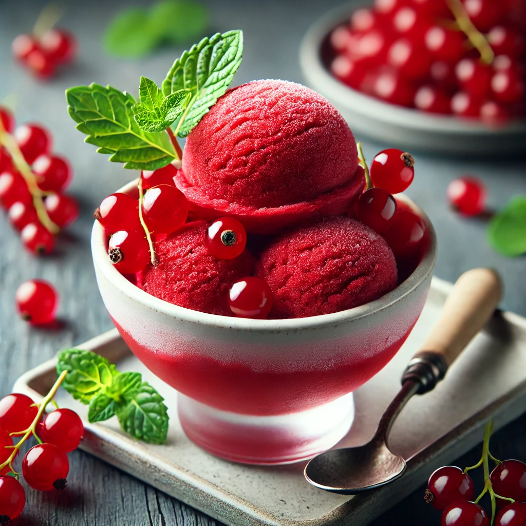 Friss és gyümölcsös házi készítésű ribizlis sorbet