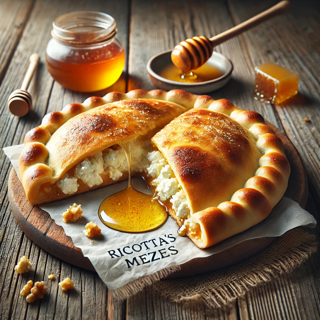 Krémes, mézes-ricottás töltelékkel készült calzone