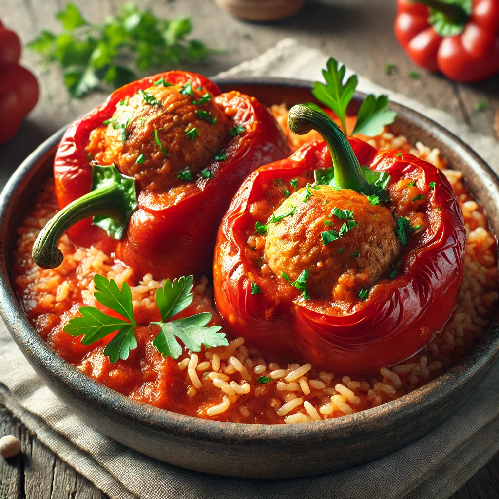 Klasszikus rizses töltött paprika paradicsomos szaftban