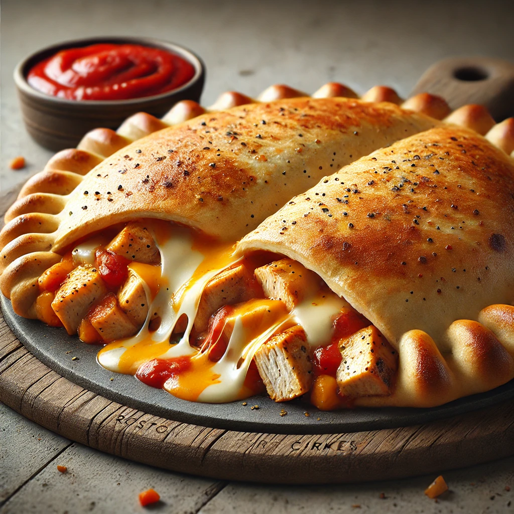 Grillezett csirkemellel és sajttal töltött, ropogós calzone