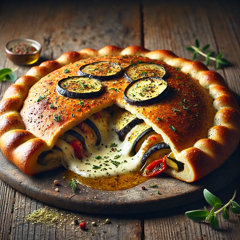 Ízletes, töltött pizzatészta roston sült zöldségekkel