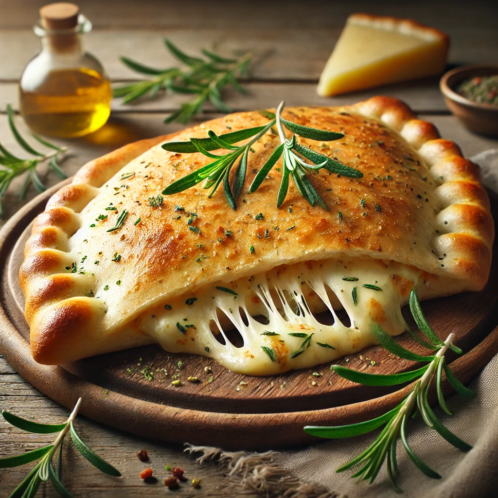 Ropogós calzone friss rozmaringgal, tejföllel és sajttal töltve