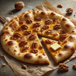 Rumos-diós naan kenyér tálalva