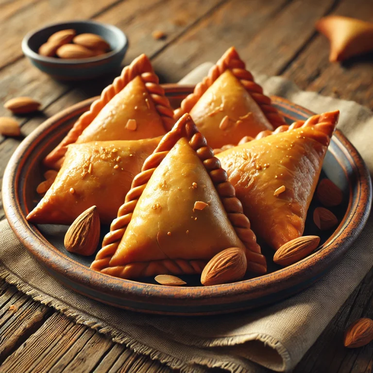 Rumos-mandulás samosa sült tésztában