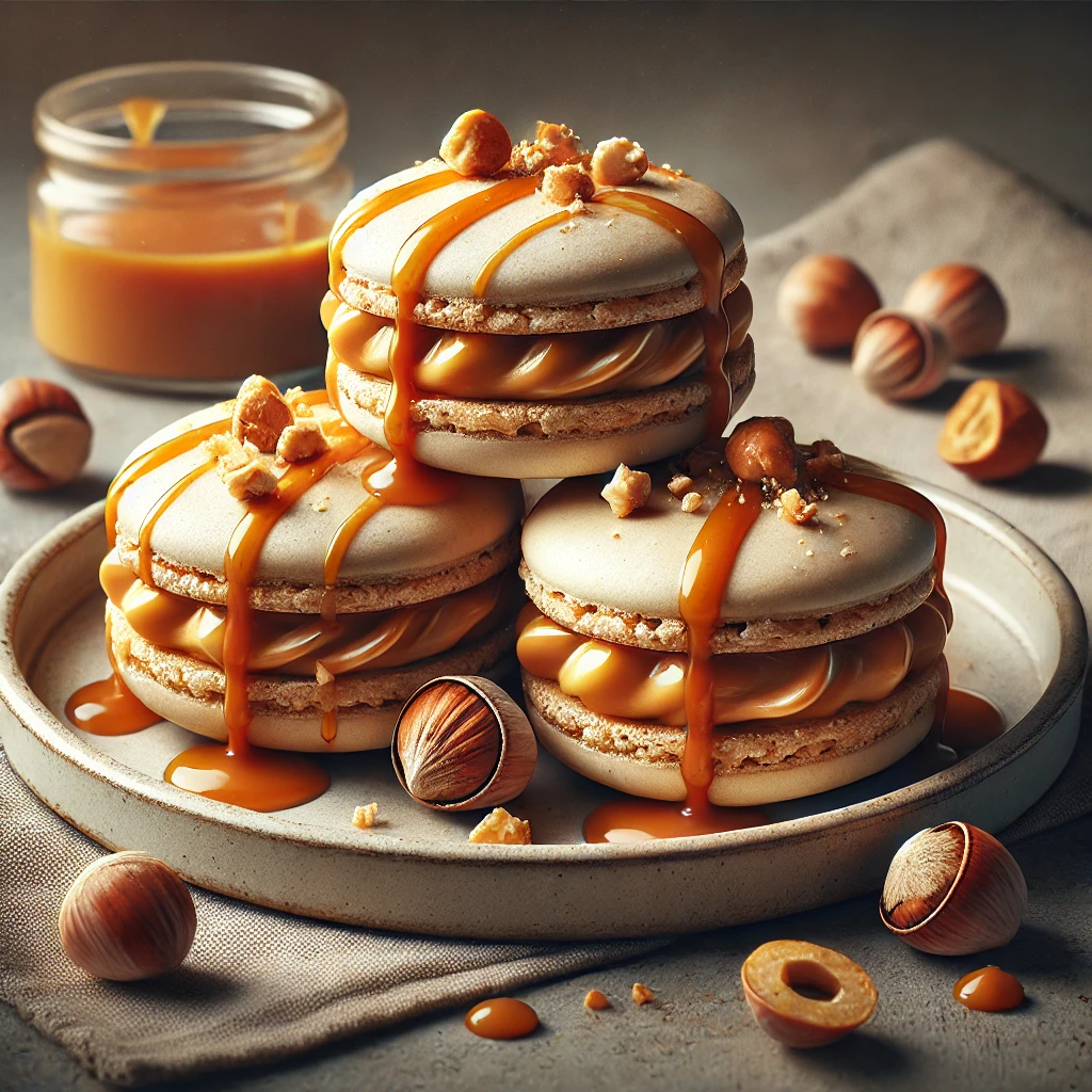 Sós karamellás és mogyorókrémes ízvilággal készült macaron