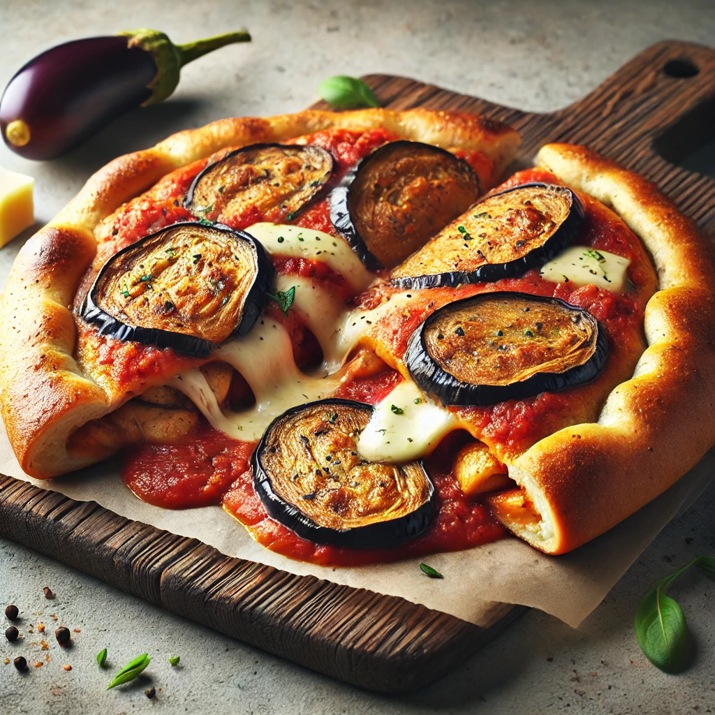 Ropogós calzone sült padlizsánnal, paradicsomszósszal és sajttal töltve