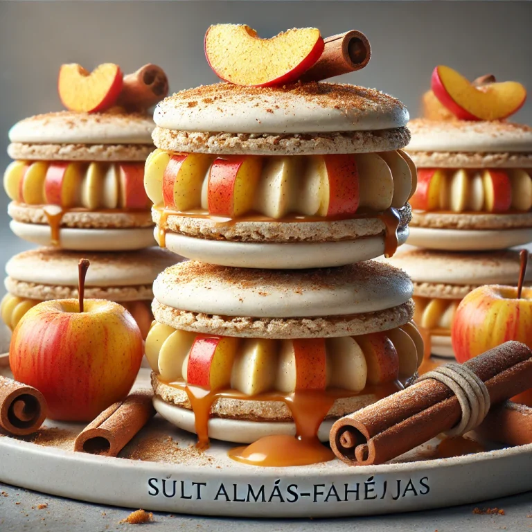 Sült almás-fahéjas macaronok tálalva